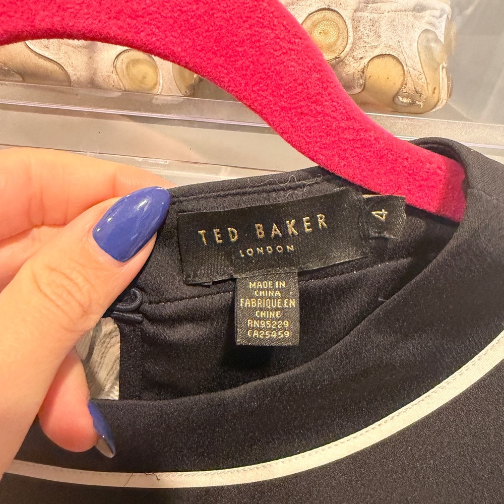 Ted Baker Black Top with White Piping - Picture 2 of 5